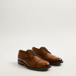 Laser-cut leather blucher shoes